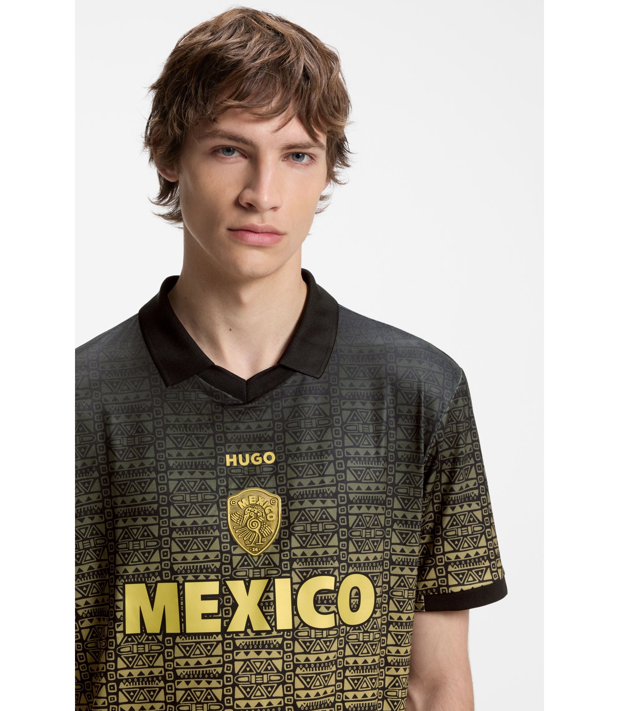 Hugo Relaxed Fit Soccer T Shirt With Nation Detailing Mexico Grey