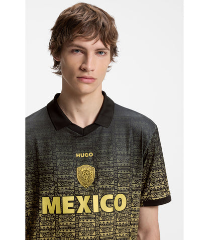 Hugo Relaxed Fit Soccer T Shirt With Nation Detailing Mexico Grey