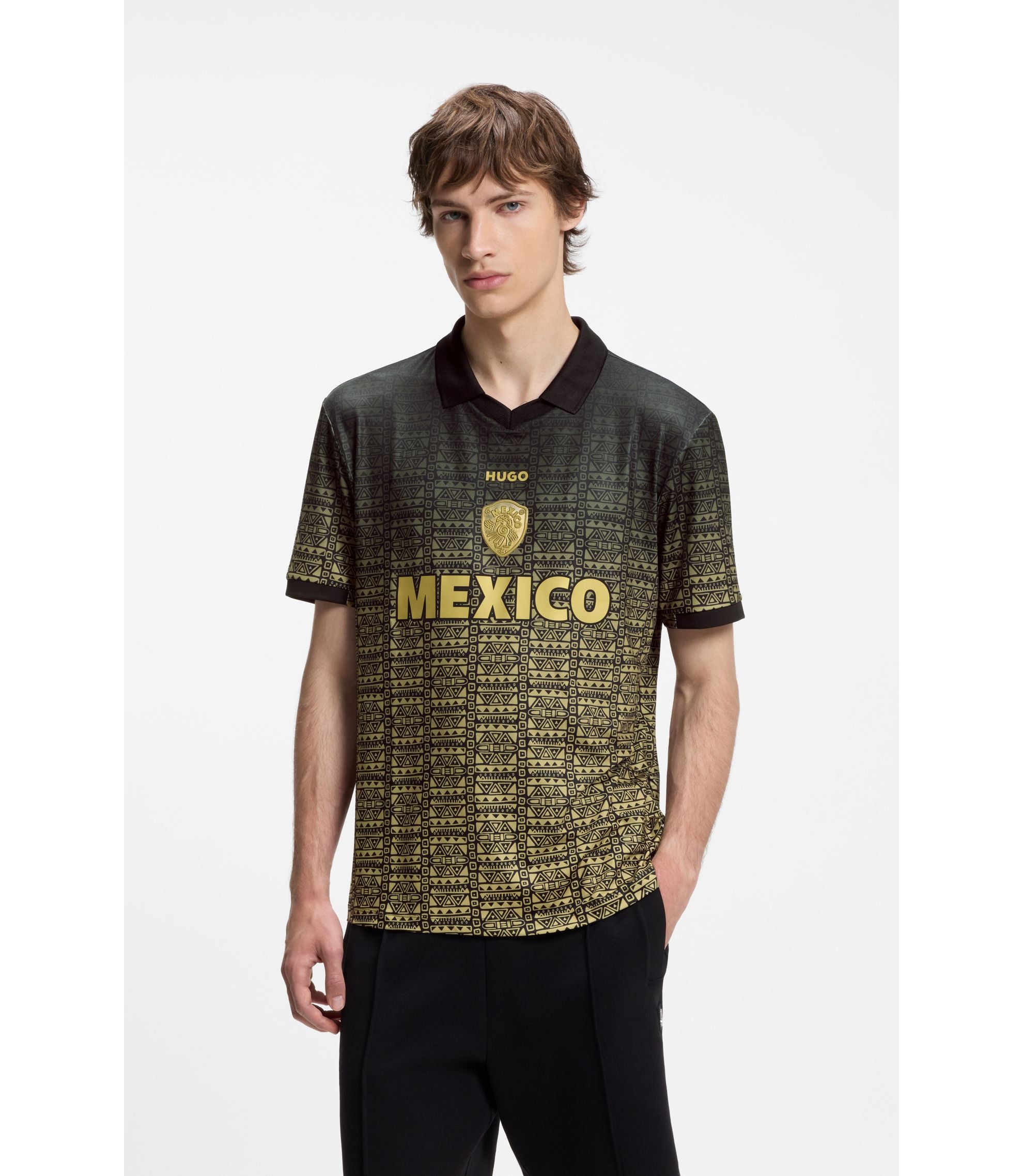 Hugo Relaxed Fit Soccer T Shirt With Nation Detailing Mexico Grey