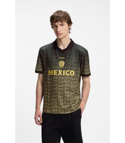 Hugo Relaxed Fit Soccer T Shirt With Nation Detailing Mexico Grey