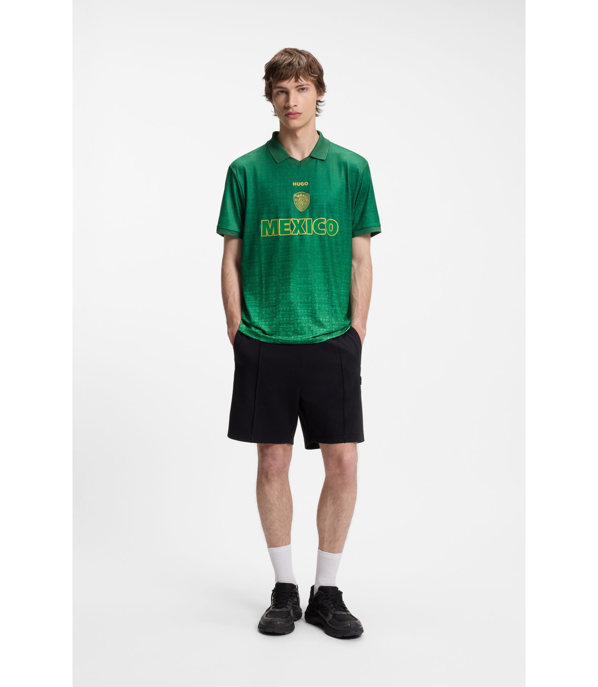 Hugo Relaxed Fit Soccer T Shirt With Nation Detailing Mexico Green