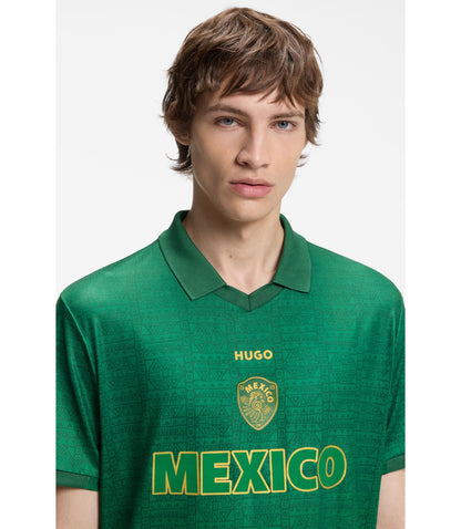 Hugo Relaxed Fit Soccer T Shirt With Nation Detailing Mexico Green