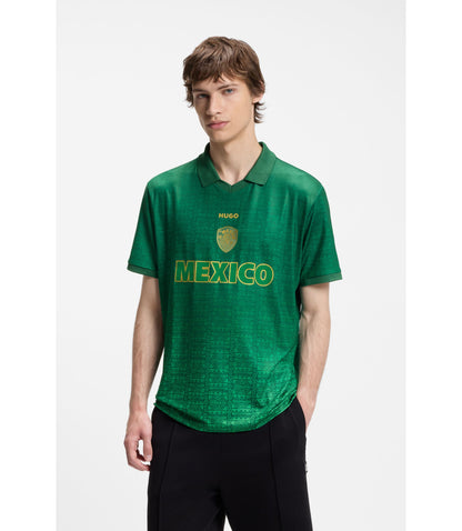 Hugo Relaxed Fit Soccer T Shirt With Nation Detailing Mexico Green