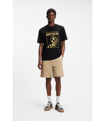Hugo Relaxed Fit T Shirt In Cotton With Soccer Artwork Mexico
