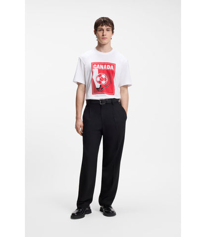 Hugo Relaxed Fit T Shirt In Cotton With Soccer Artwork Canada