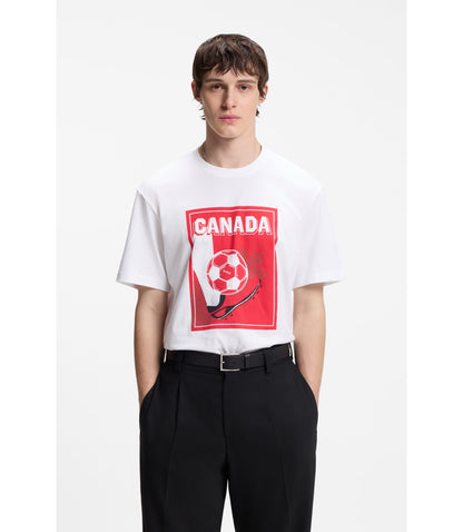 Hugo Relaxed Fit T Shirt In Cotton With Soccer Artwork Canada