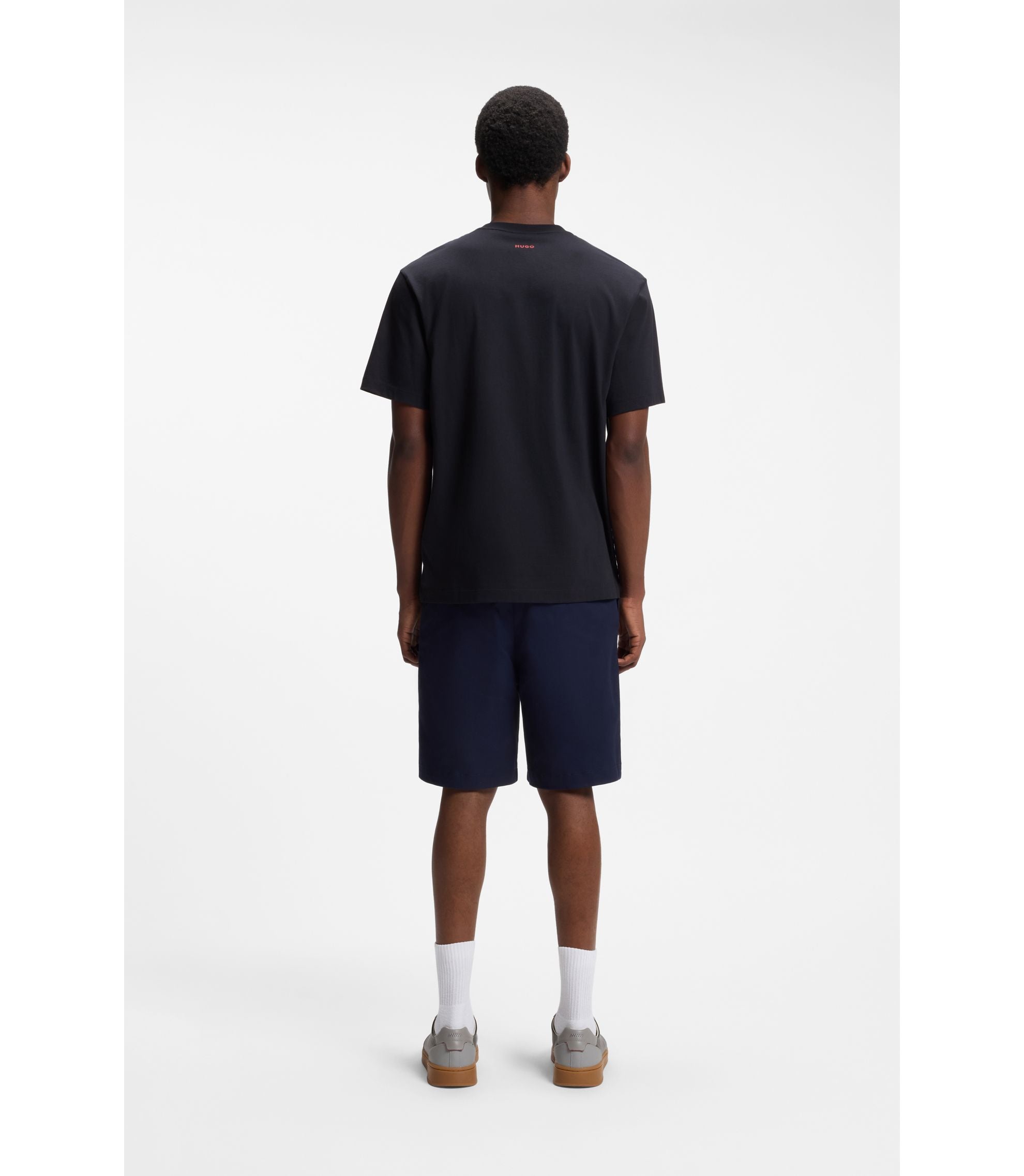 Hugo Relaxed Fit T Shirt In Cotton With Soccer Artwork Usa