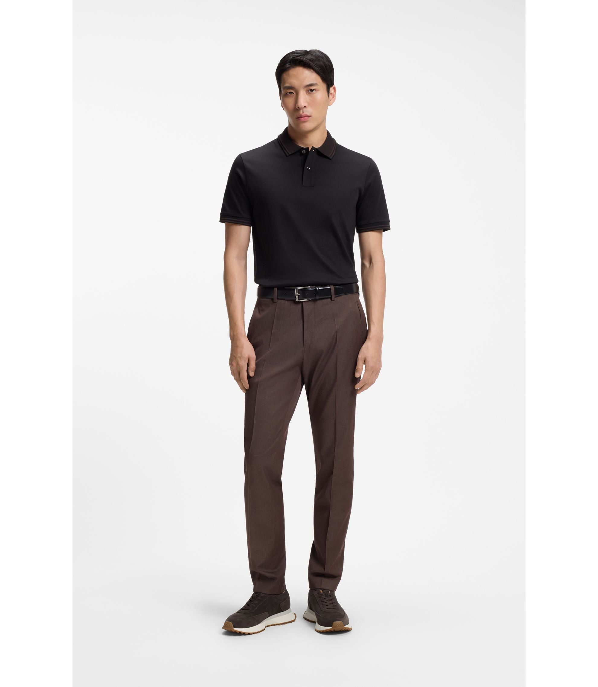 Boss Suede Sneakers With Perforations Dark Brown Dark Brown