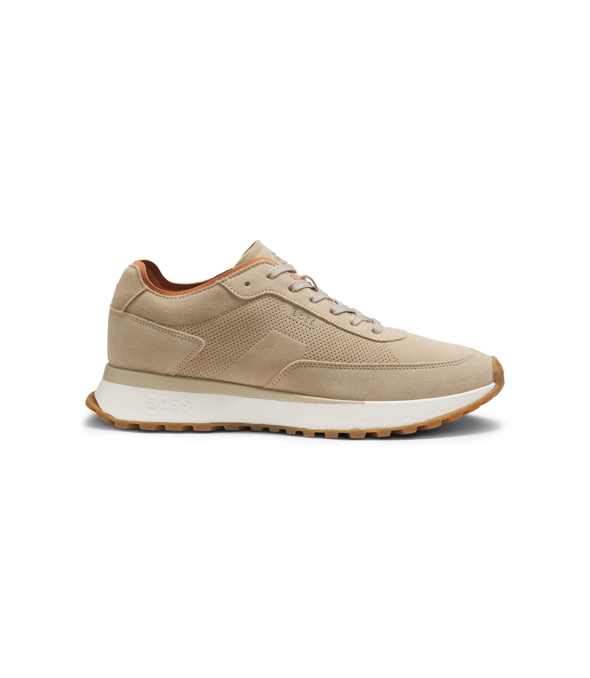 Boss Suede Sneakers With Perforations Beige Beige