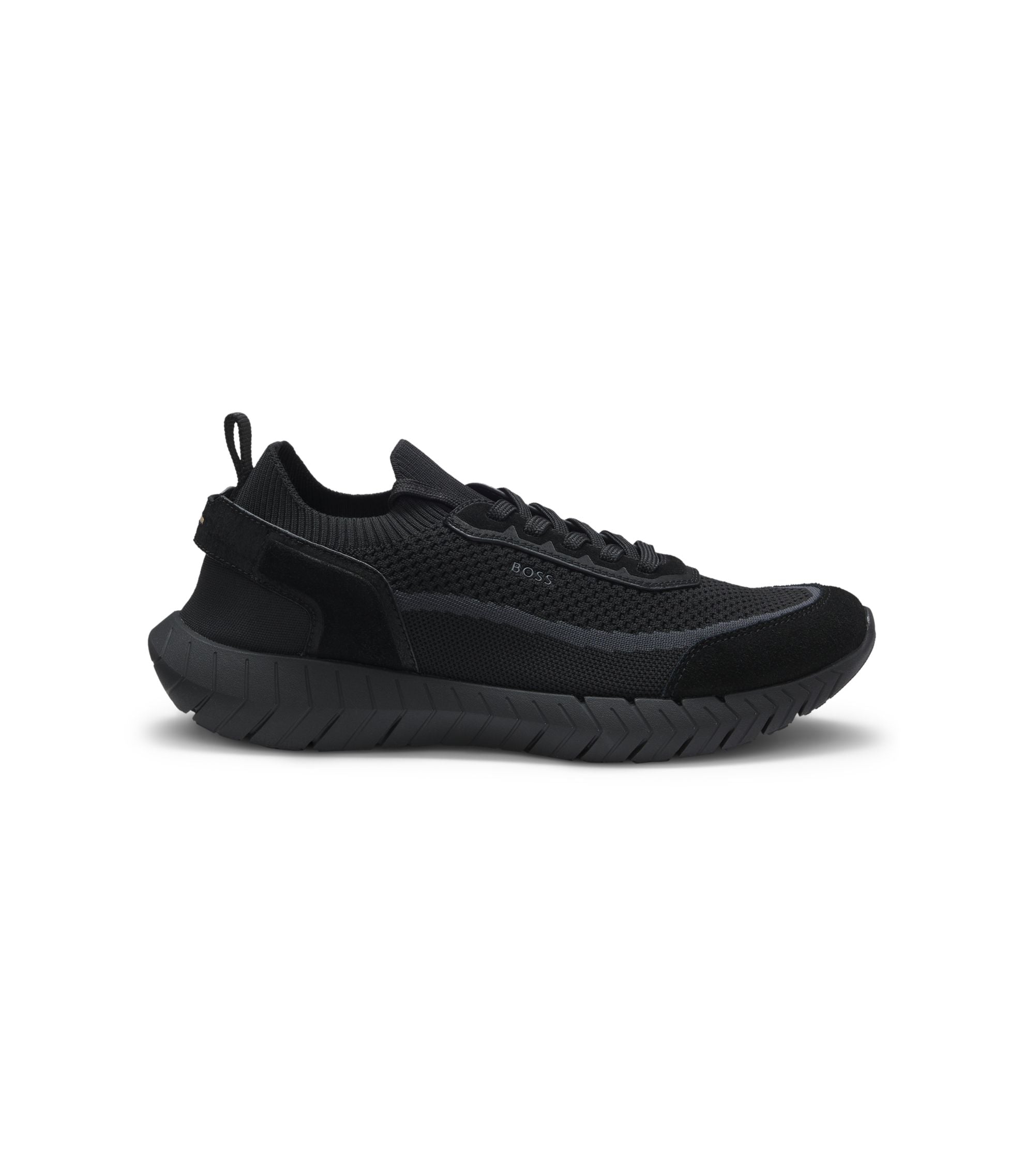 Boss Sock Sneakers With Suede Trims Black Black
