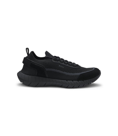 Boss Sock Sneakers With Suede Trims Black Black