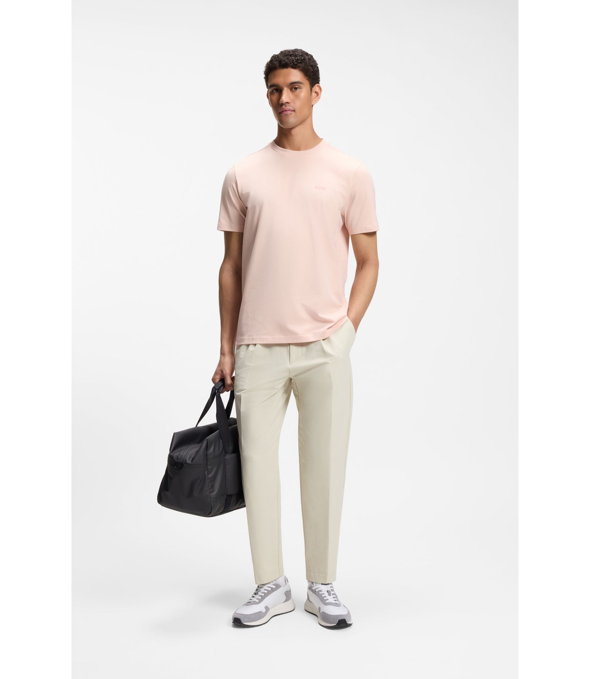 Boss Lace Up Sneakers In Lightweight Fabric With Suede Trims White White