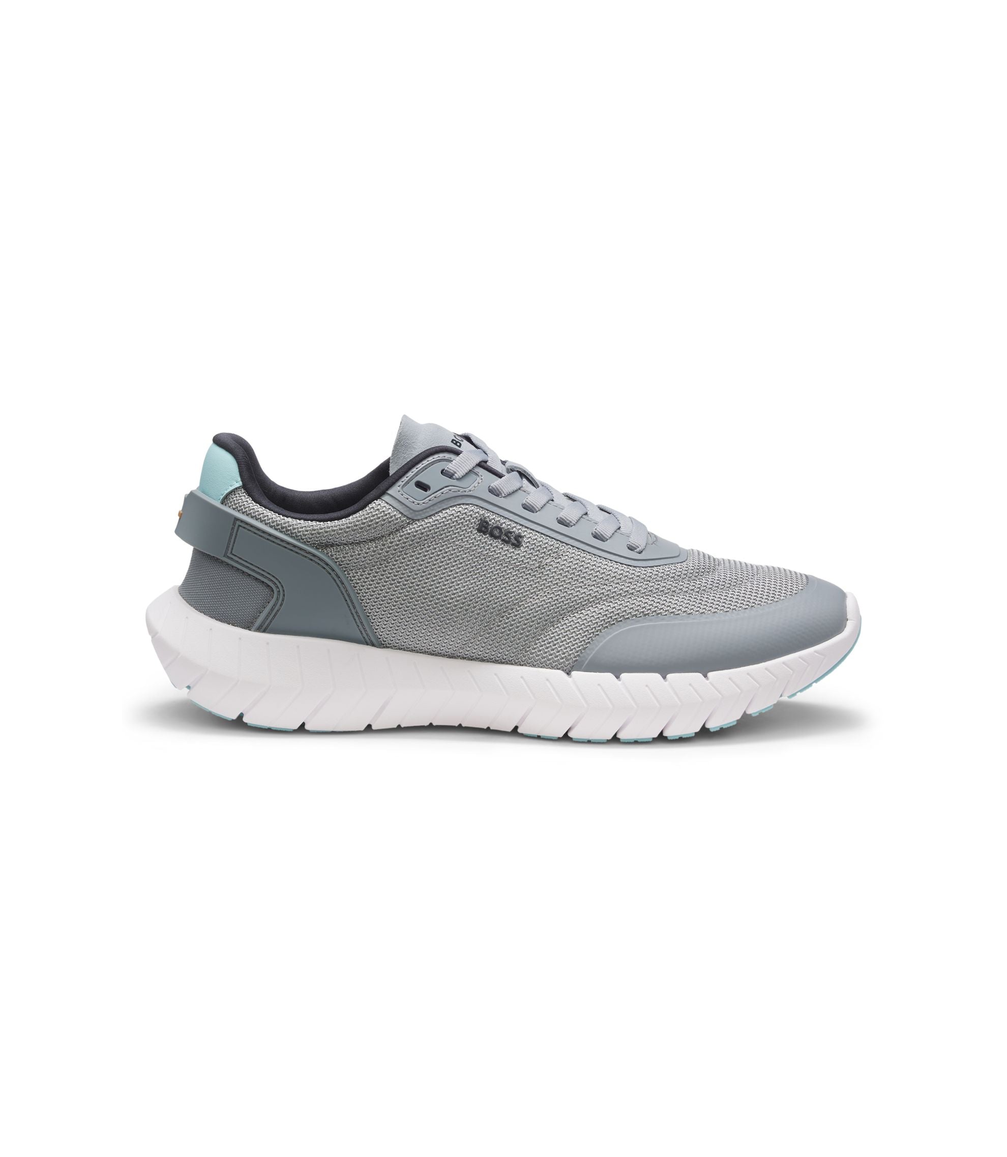Boss Running Sneakers With Leather Trims Grey Grey
