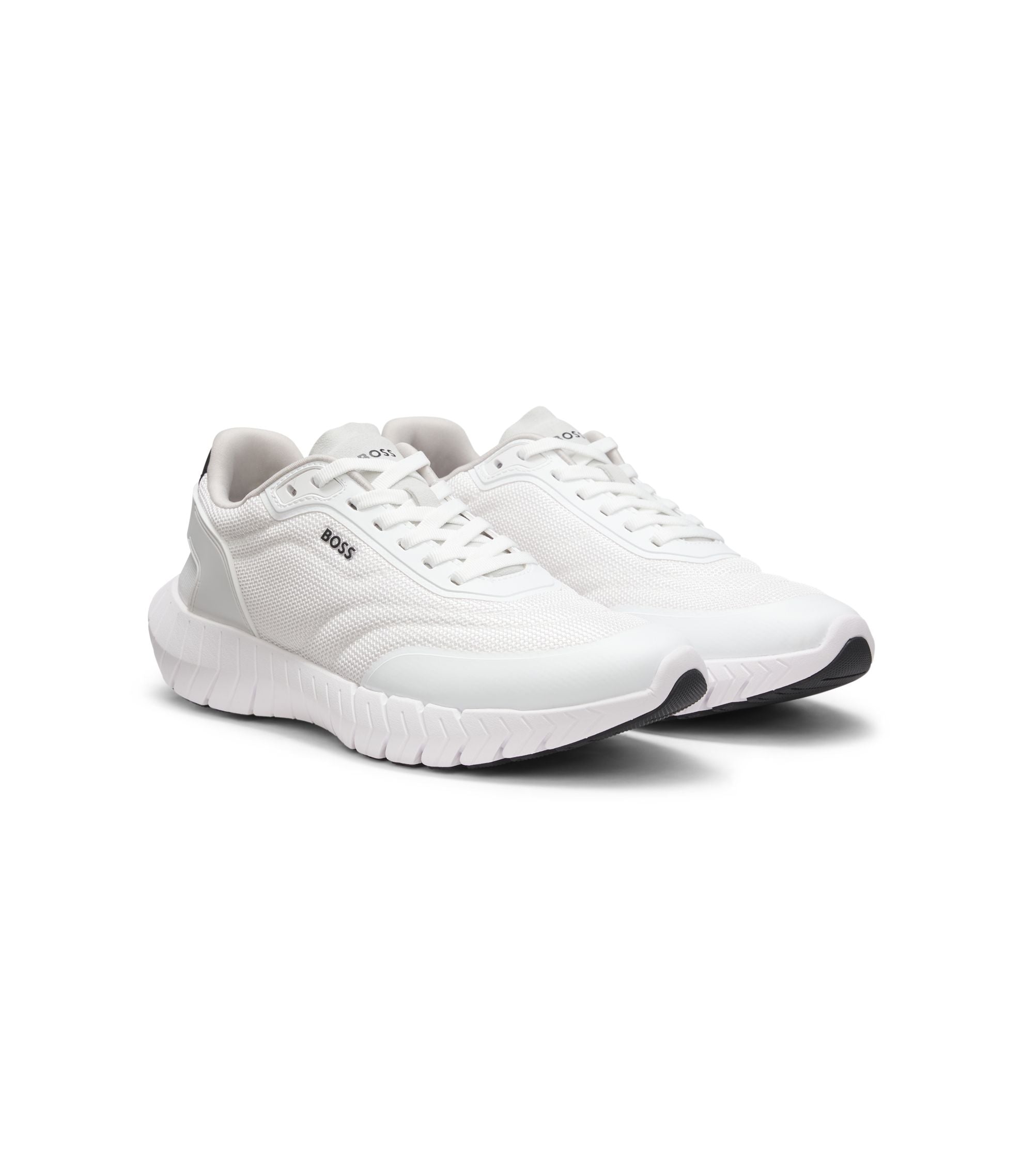 Boss Running Sneakers With Leather Trims White White