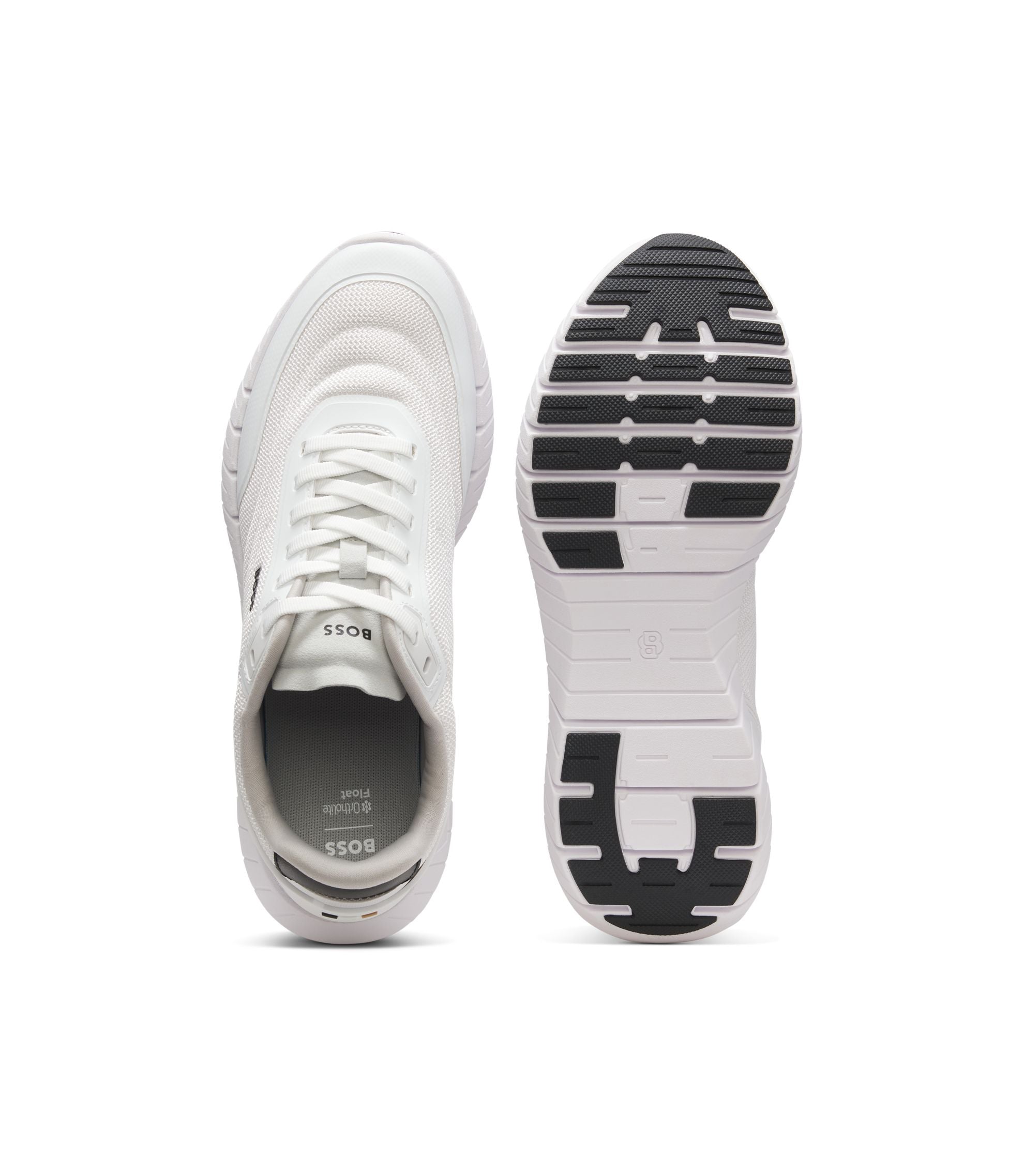 Boss Running Sneakers With Leather Trims White White