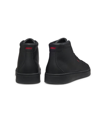 Hugo High Top Sneakers In Faux Leather Black Black