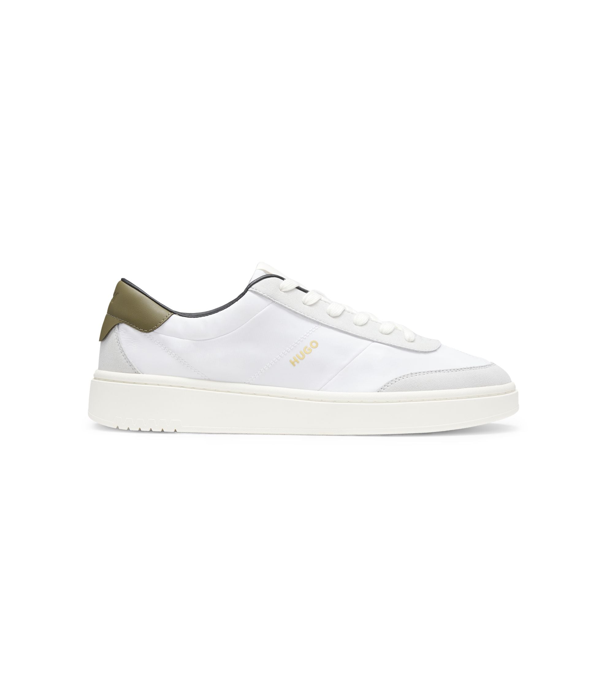 Hugo Cupsole Sneakers With Gold Printed Logo White White