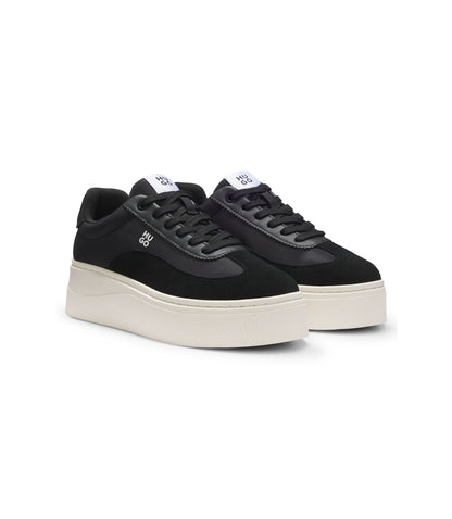 Hugo Platform Sneakers With Suede Trims And Comfort Insole Black Womens Black