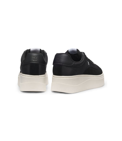 Hugo Platform Sneakers With Suede Trims And Comfort Insole Black Womens Black
