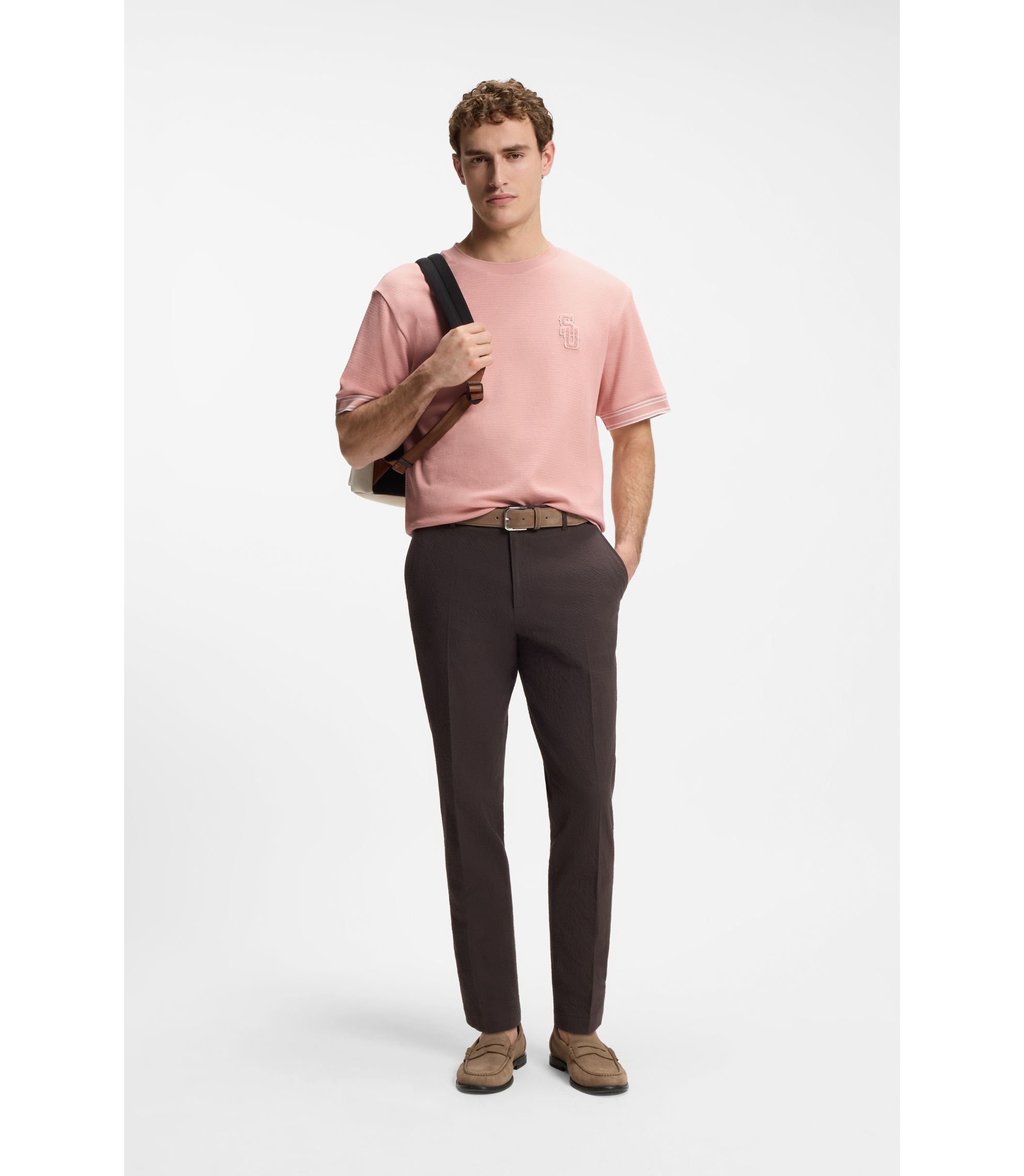 Boss Selected By Shohei Ohtani T Shirt In Cotton Light Pink