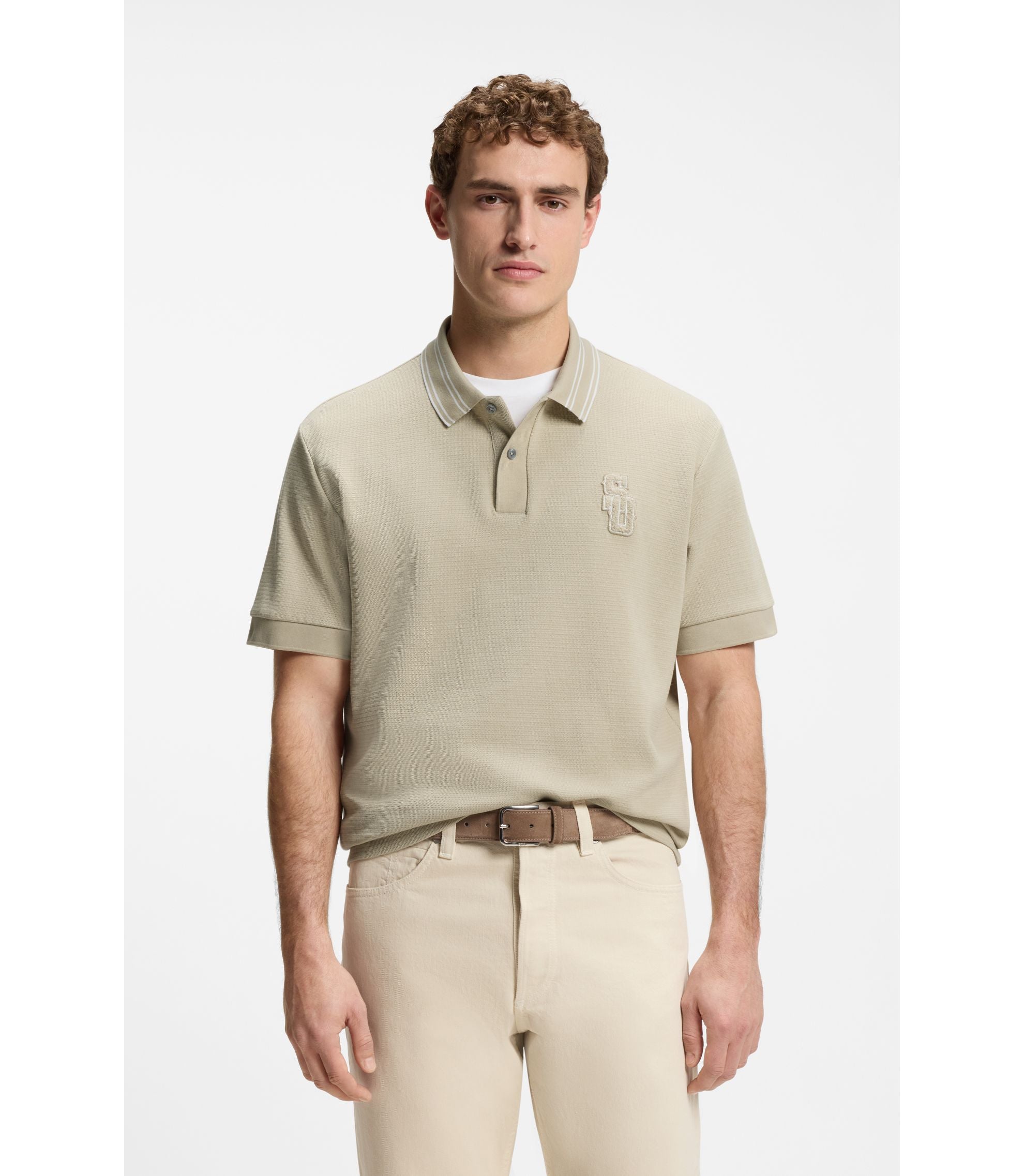 Boss Selected By Shohei Ohtani Relaxed Fit Polo Shirt Light Beige