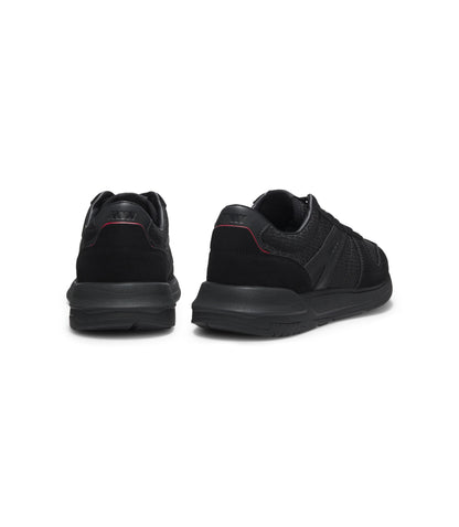 Hugo Monogram Jacquard Sneakers With Faux Suede Trim Black Black
