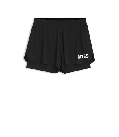 Boss Stretch Jersey Shorts With Contrast Logo Black Women's