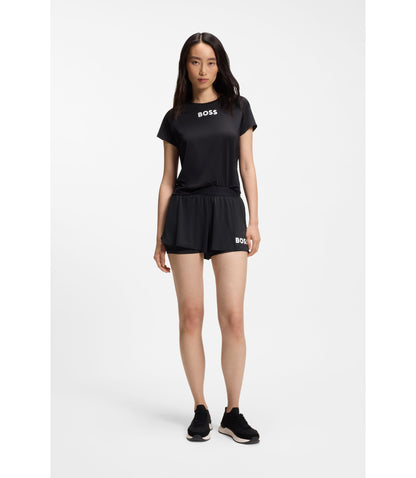 Boss Stretch Jersey Shorts With Contrast Logo Black Women's