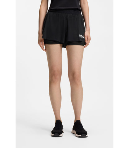 Boss Stretch Jersey Shorts With Contrast Logo Black Women's
