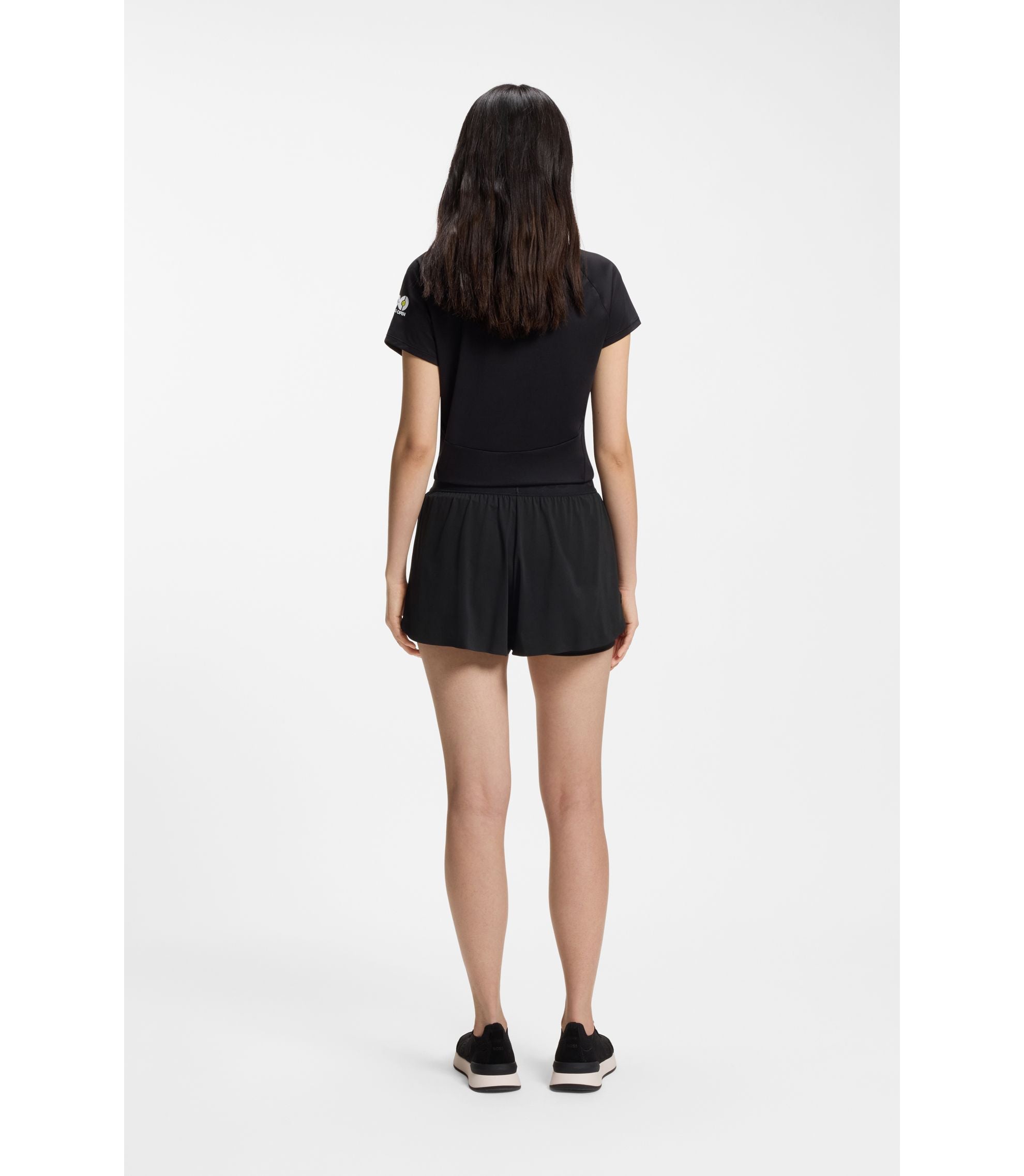 Boss Stretch Jersey Shorts With Contrast Logo Black Women's