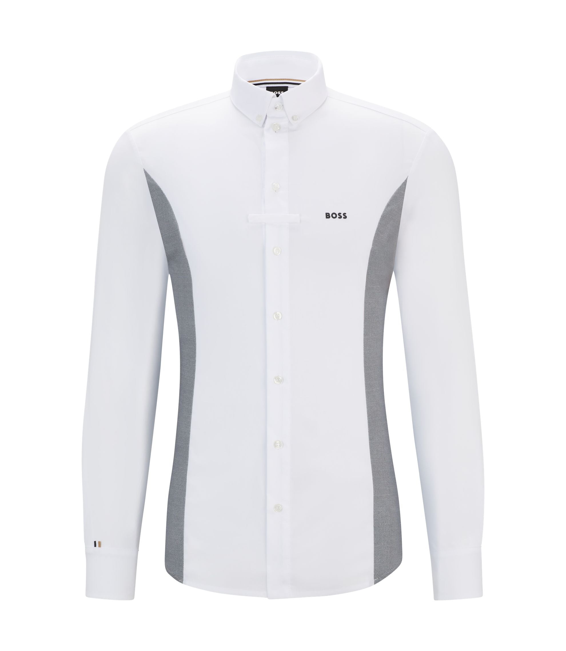 Boss Equestrian Tournament Shirt With Melange Inserts Silver