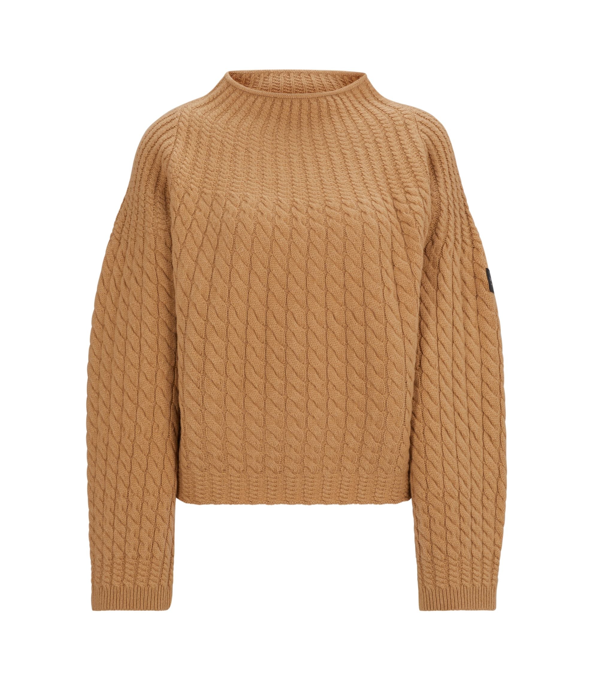 Boss Equestrian Cropped Sweater In Wool And Cashmere Beige Women's