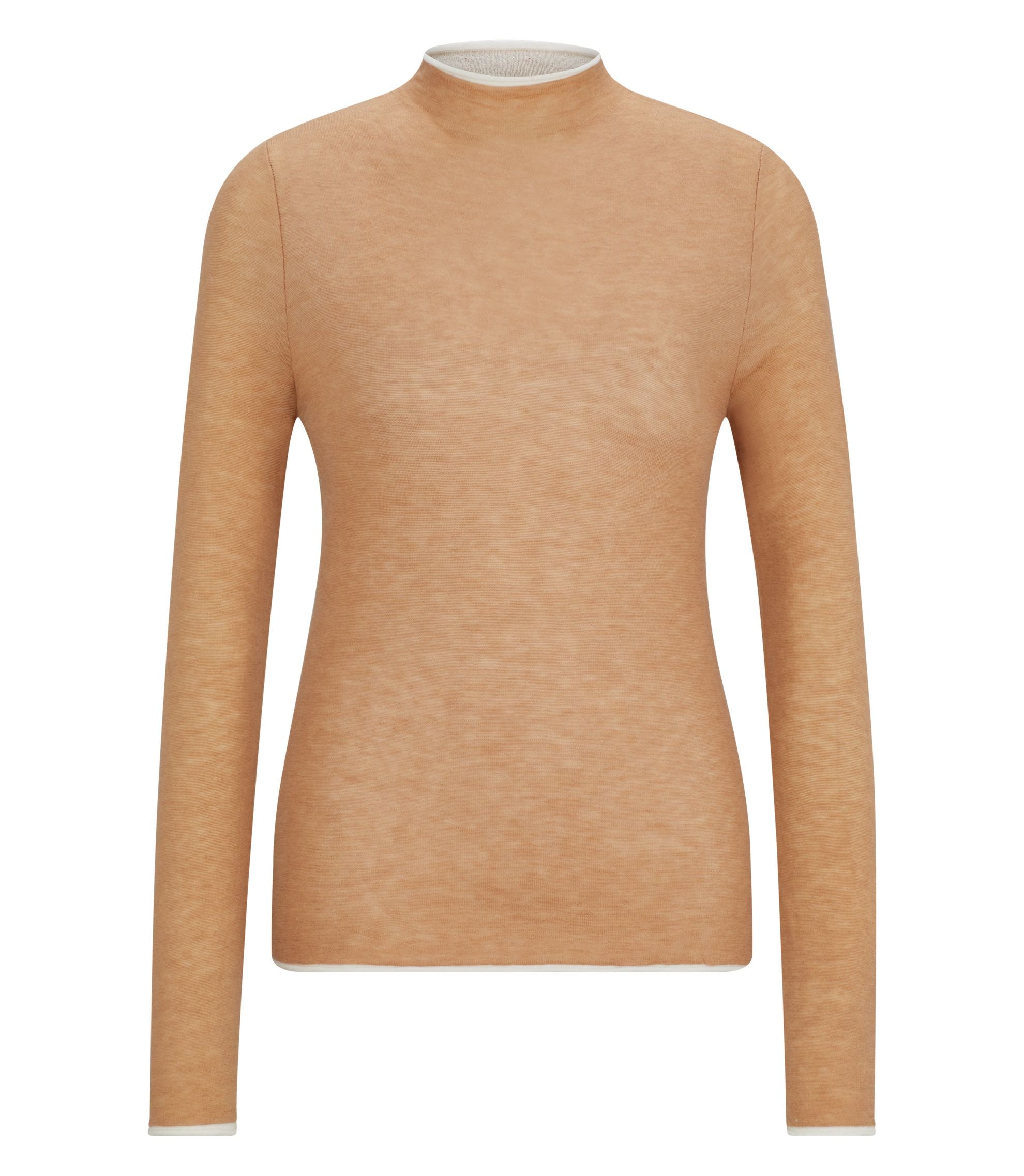 Boss Equestrian Soft Knit Sweater With Two Tone Effect Beige Women's