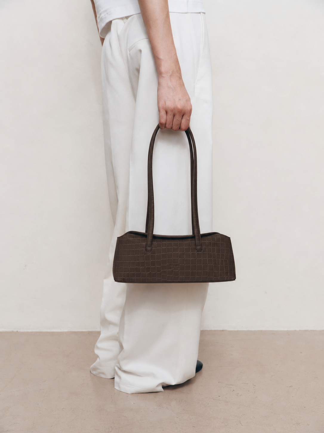 Freja Mini Chrystie Bag Chocolate Suede Croc