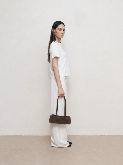 Freja Mini Chrystie Bag Chocolate Suede Croc