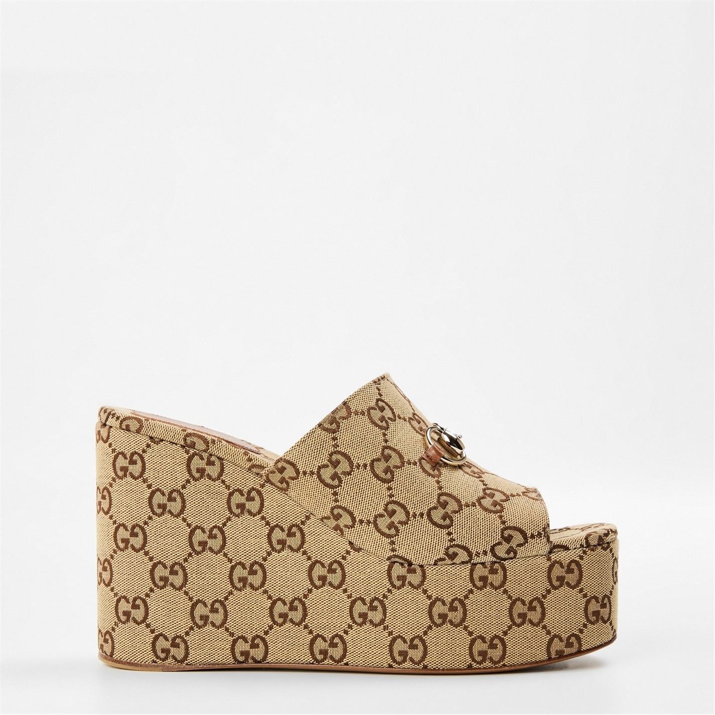  Horsebit Wedge Sandals Camel