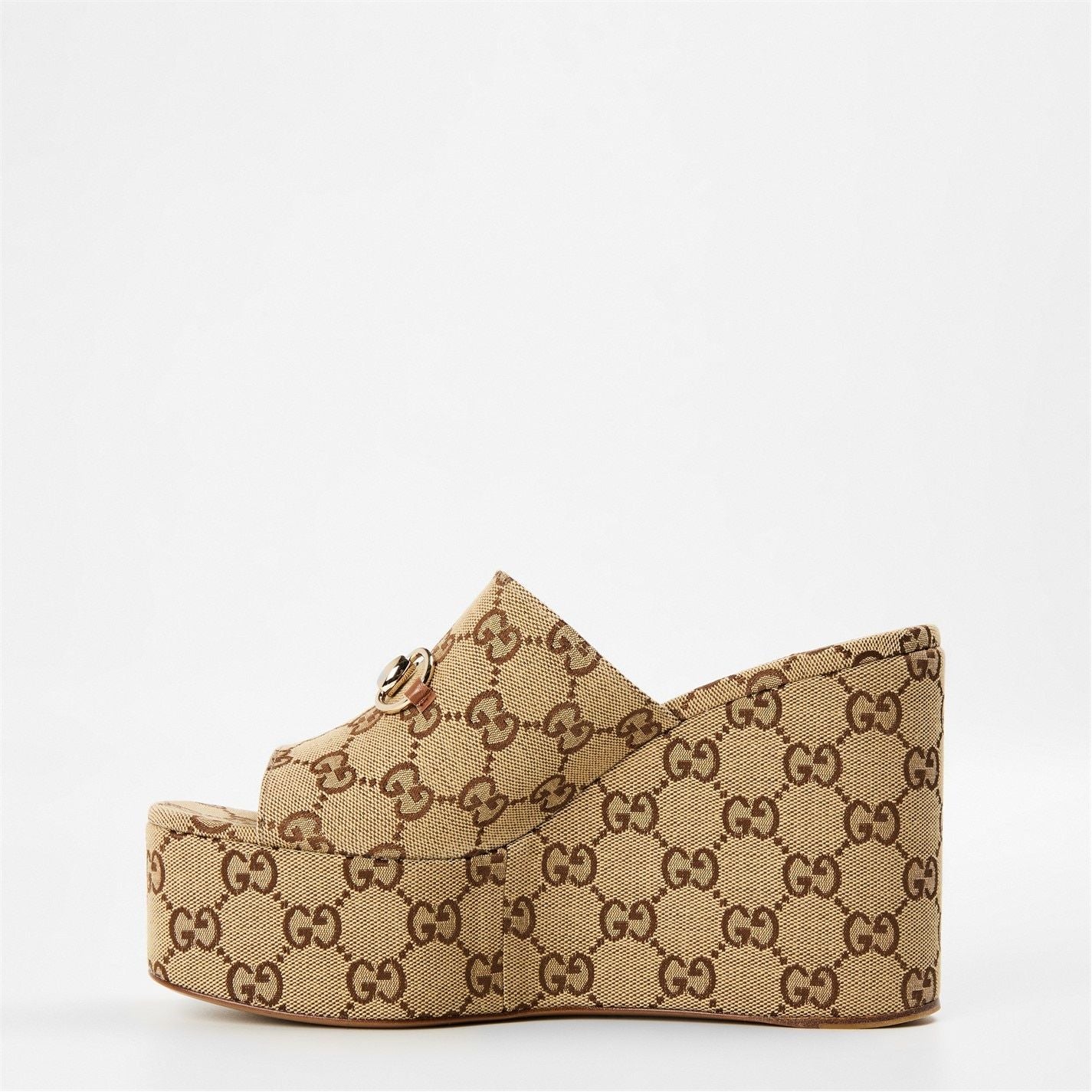  Horsebit Wedge Sandals Camel