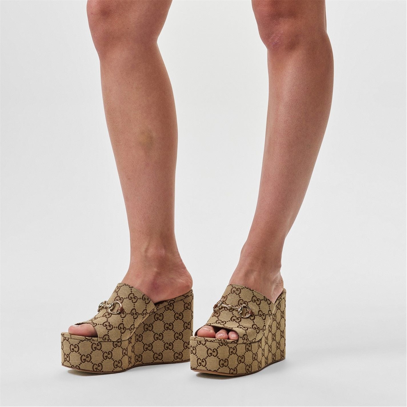  Horsebit Wedge Sandals Camel