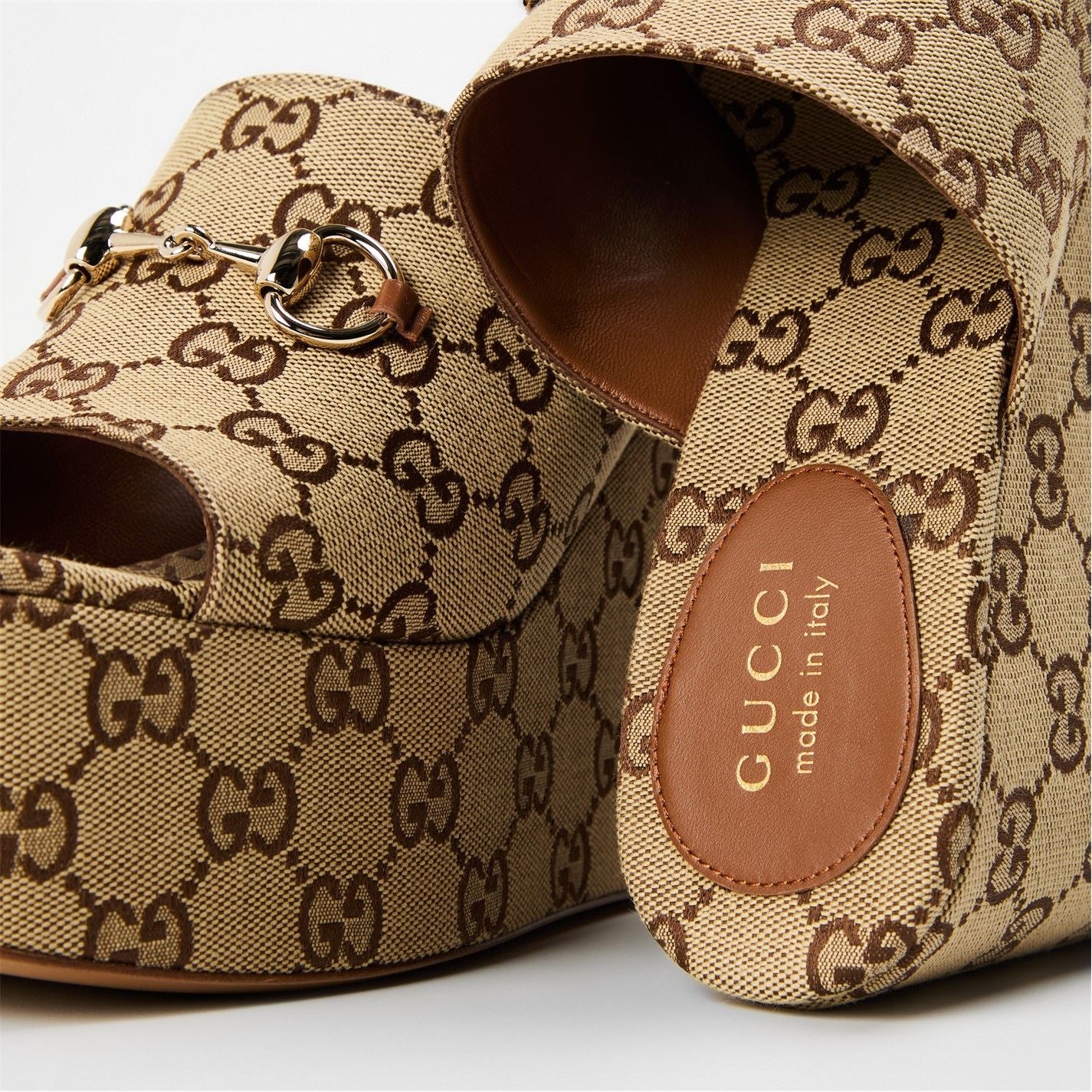  Horsebit Wedge Sandals Camel