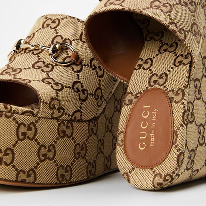  Horsebit Wedge Sandals Camel
