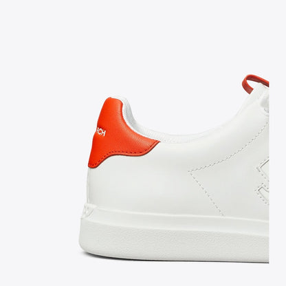 Tory Burch Howell Court Sneaker WHITE / DESERT FLOWER ORANGE