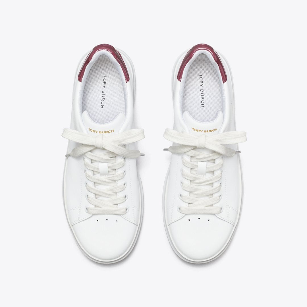 Tory Burch Howell Court Sneaker Titanium White / Vintage Eggplant
