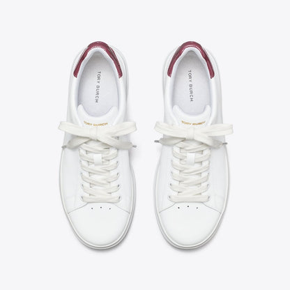 Tory Burch Howell Court Sneaker Titanium White / Vintage Eggplant
