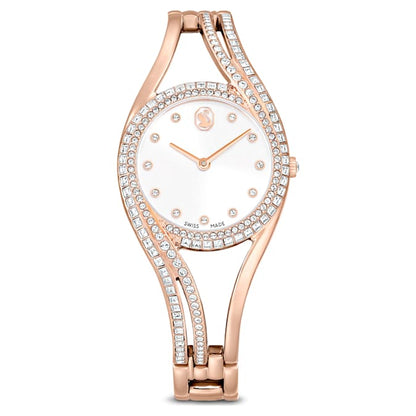 Swarovski Hyperbola Bangle Watch Swiss Made Metal Bracelet Rose Gold Tone Rose Gold-Tone Finish SW5715465
