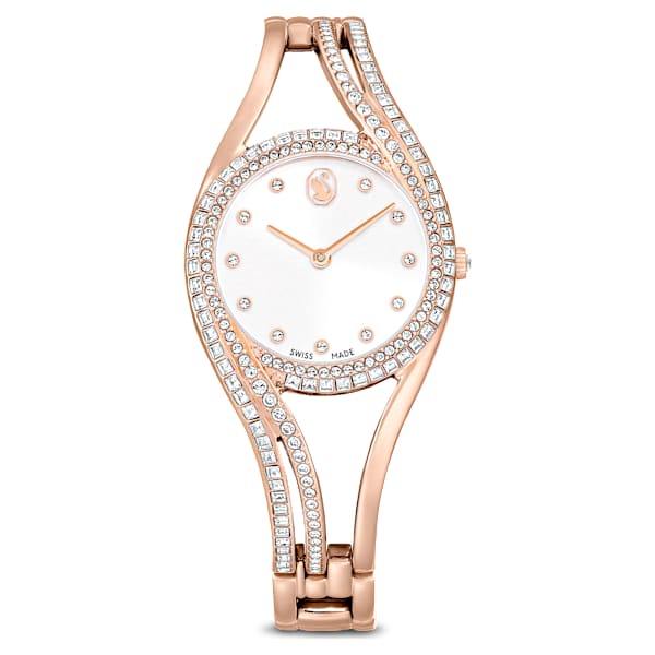 Swarovski Hyperbola Bangle Watch Swiss Made Metal Bracelet Rose Gold Tone Rose Gold-Tone Finish SW5715465