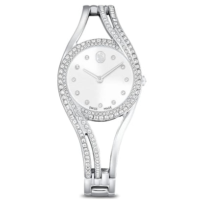 Swarovski Hyperbola Bangle Watch Swiss Made Metal Bracelet Silver Tone Stainless Steel SW5689432