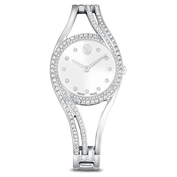 Swarovski Hyperbola Bangle Watch Swiss Made Metal Bracelet Silver Tone Stainless Steel SW5689432