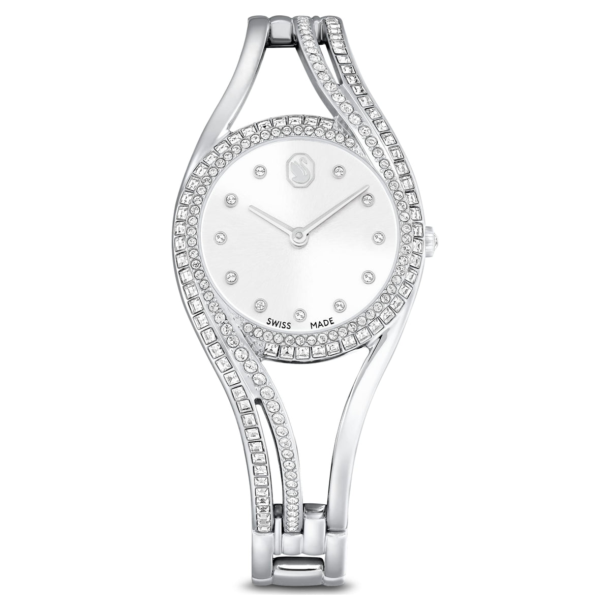 Swarovski Hyperbola Bangle Watch Swiss Made Metal Bracelet Silver Tone Stainless Steel SW5689432