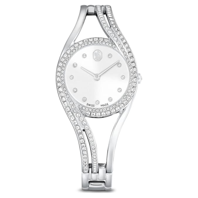 Swarovski Hyperbola Bangle Watch Swiss Made Metal Bracelet Silver Tone Stainless Steel SW5689432