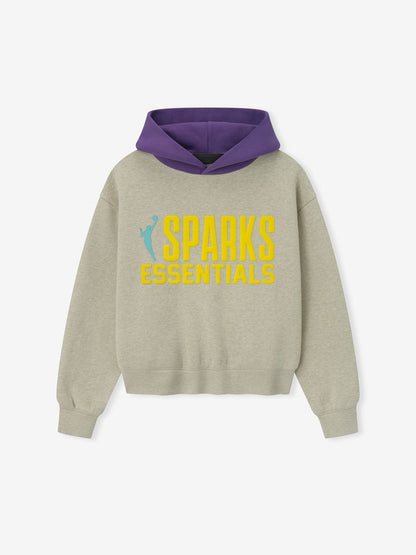 Essentials Womens Sparks Classic Hoodie Heather Stone/Purple Reign